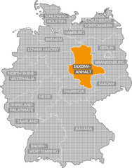 German federal states with English names: Saxony-Anhalt