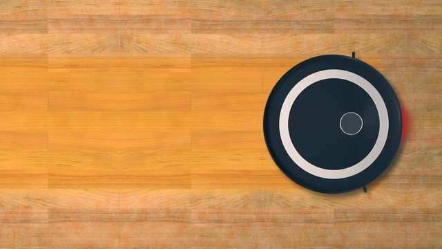 vacuum cleaner robot that cleans a wooden floor (3d render)