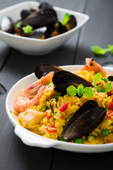 Spanish paella with seafood