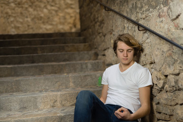 Teenager with Character in Girona, Spain