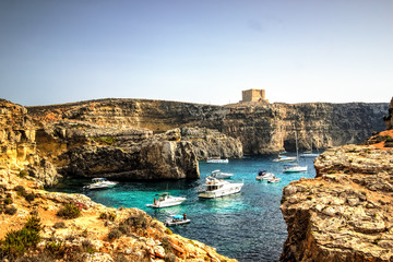 Yachts in Comino Island, Malta