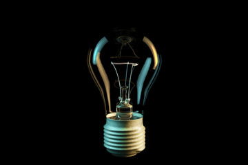 3D illustration of electric bulb isolated on the black background