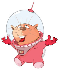 Illustration of a Cute Cat Astronaut. Cartoon Character