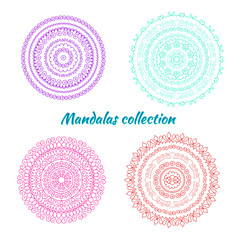 Collection of hand drawn vector colorful mandalas