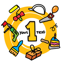 construction tools. greeting card. hand draw