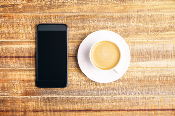 Fototapeta na wymiar Phone and coffee