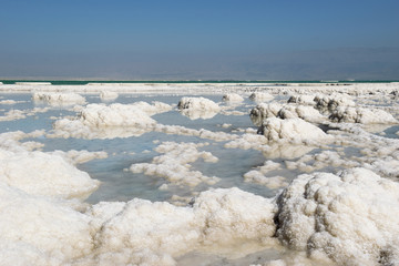 deposits of mineral salts, Dead Sea, Israel