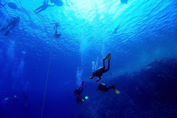 group of divers passing exams open water