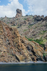 Karadag volcano mountain with famous Thunderbolt rock in Crimea, Russia. 