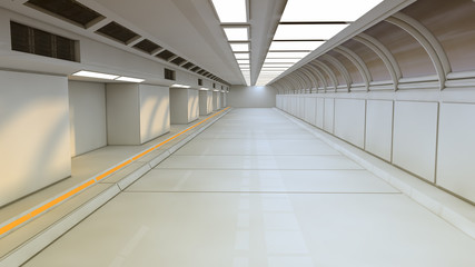 Obraz premium 3d render. Futuristic spaceship interior