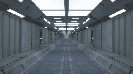 3d render. Futuristic spaceship interior