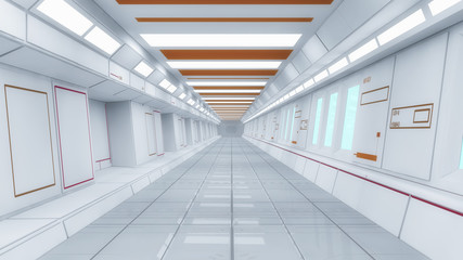 3d render. Futuristic spaceship interior