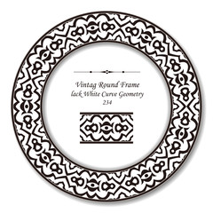 Vintage Round Retro Frame 234 Black White Curve Geometry