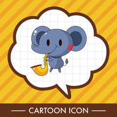 animal elephant playing instrument cartoon theme elements