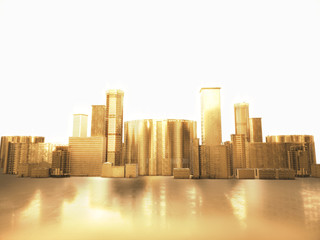  golden city.abstract space background.3D Rendering