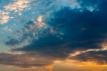 colorful dramatic sky with cloud at sunset