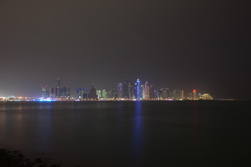 Fototapeta na wymiar Doha skyline at night. Qatar