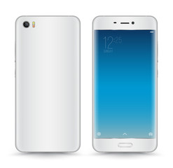 Vector realistic white gray smartphone isolated. Vector illustration.
