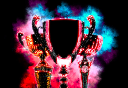 Colorful trophy cup. Digital illustration