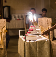 Traditional and decorative wedding cake 
