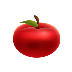 Изолированный реалистичный вектор красное спелое блестящее яблоко