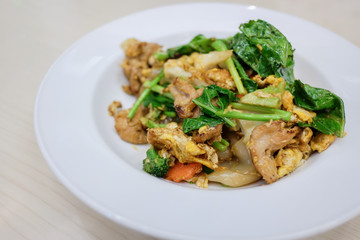 Fired thin noodles with soy sauce ,Thai food