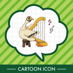 animal playing instrument cartoon theme elements