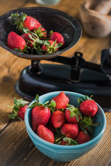 Bowl with fresh strawberries