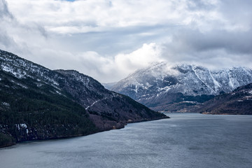 Fototapeta na wymiar Mountain and fjord landscape in Norway