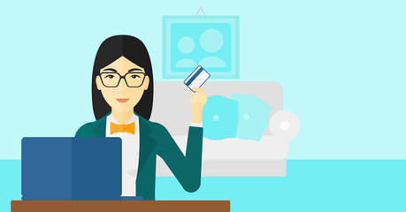 Woman making purchases online.