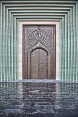 Traditional Arabic entry door in Doha, Qatar