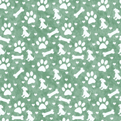 Green Doggy Tile Pattern Repeat Background