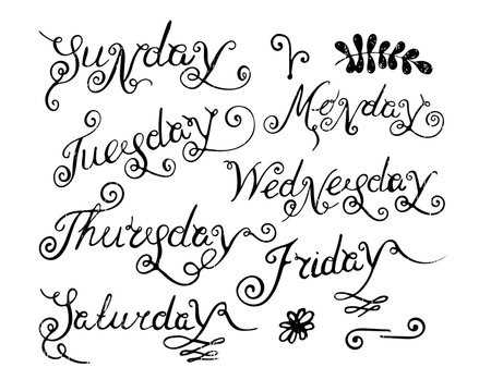 Handwritten days of the week.