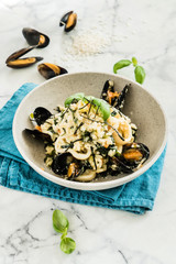 Fototapeta na wymiar risotto with mussels