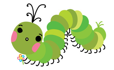 Cartoon caterpillar. Vector illustration. Flat design