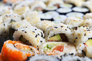 Delicious sushi rolls
