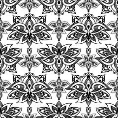 Lotus, eastern vector seamless pattern with paisley.