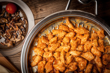 Pieces of fried chicken.