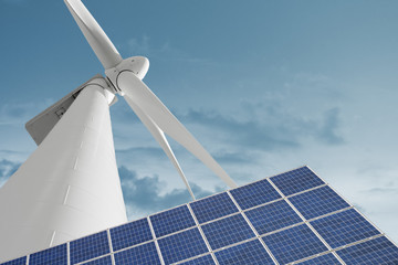 Windkraft und Solar Energie als erneuerbare Energien Technologie Hintergrund
