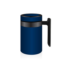 Vector blue thermo mug, travel mug, thermos isolated on white background