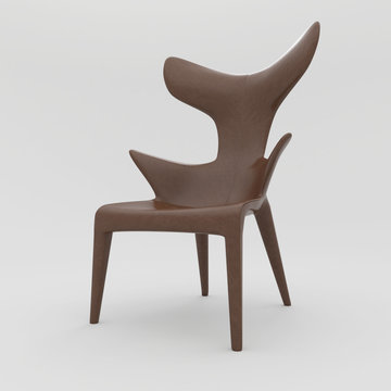 philippe starck chair 3D illustration. on white background with shadows and isolated. leather and strings