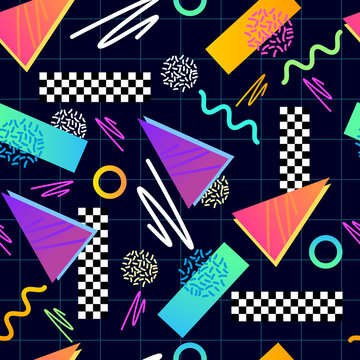 Eighties Seamless Pattern Vector