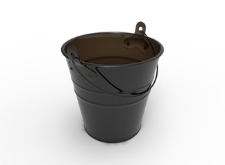 bucket 3D illustration on white background isolated object with shadow. simple tool for keeping water. 