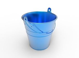 bucket 3D illustration on white background isolated object with shadow. simple tool for keeping water. 