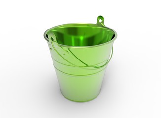 bucket 3D illustration on white background isolated object with shadow. simple tool for keeping water. 