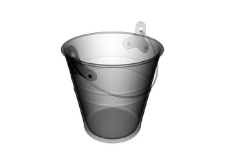 bucket 3D illustration on white background isolated object with shadow. simple tool for keeping water. 