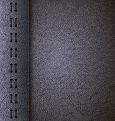 Realistic vector grey leather diary texture and stitches. Vector Illustration. EPS 10.