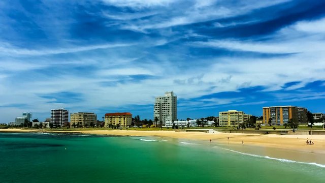 Republic of South Africa. Port Elizabeth (The Bay, Die Baai, Windy City) beachfront - the popular Hobie Beach. Timelapse Full HD Video