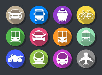 Vehicle and transportation flat design icon set