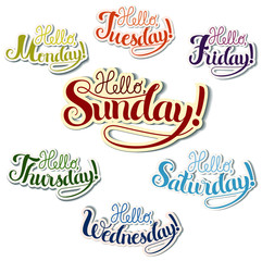 Set of positive lettering week days